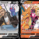 Promo art of Post Malone and J Balvin Pokemon Trading Cards.